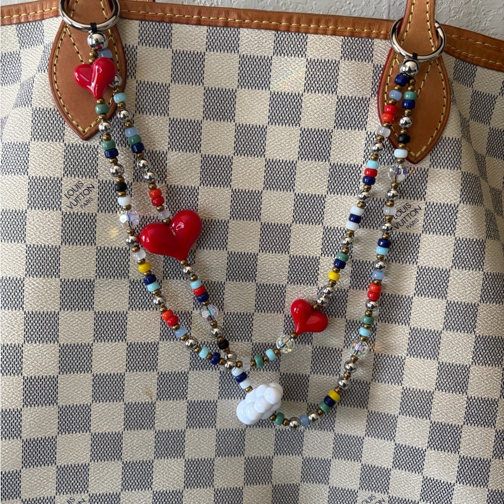 Anthropologie Hearts & Cloud Beaded Bag Chain Charm - Picture 5 of 6